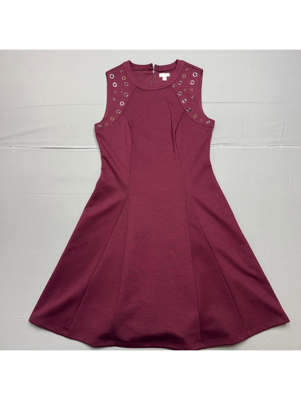 Spense Womens Dress Size 8 Burgundy Sleeveless Grommet Detail Fit and Flare